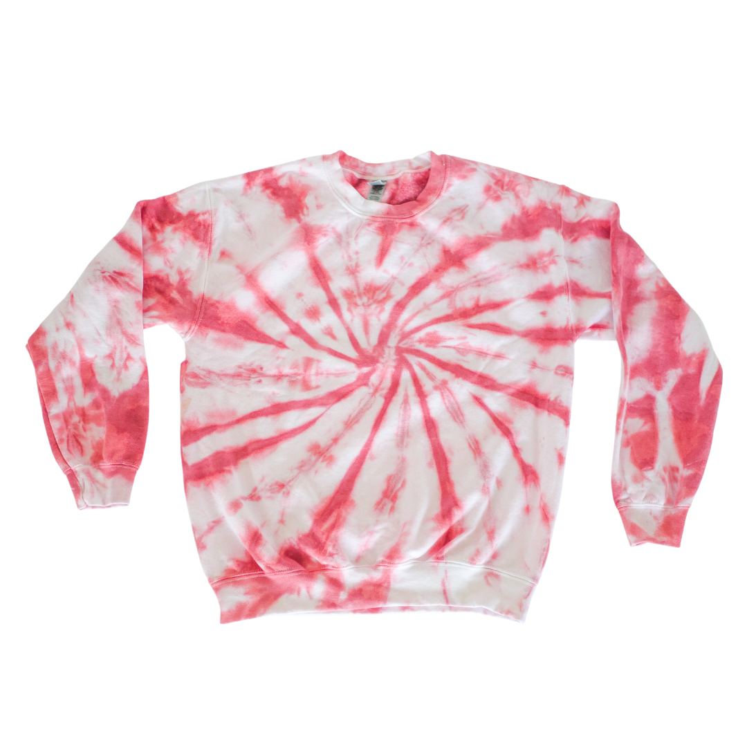 Scarlet Begonias Red Tie Dye Crewneck Sweatshirt