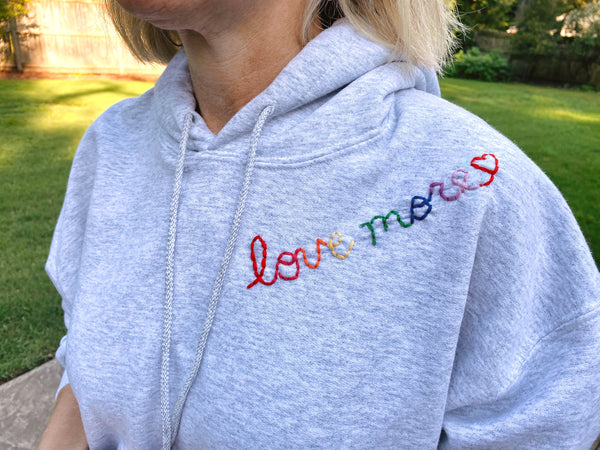 Heather Grey Crewneck with Rainbow Stitching