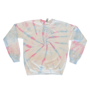 "Sweet Disposition" Pink and Blue Tie Dye Crewneck
