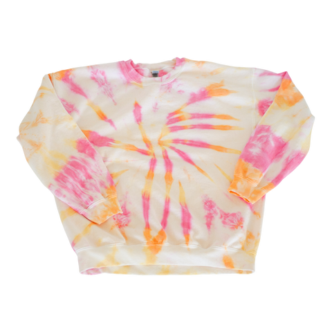 "Build Me up Buttercup" Orange, Yellow and Pink Tie Dye Crewneck