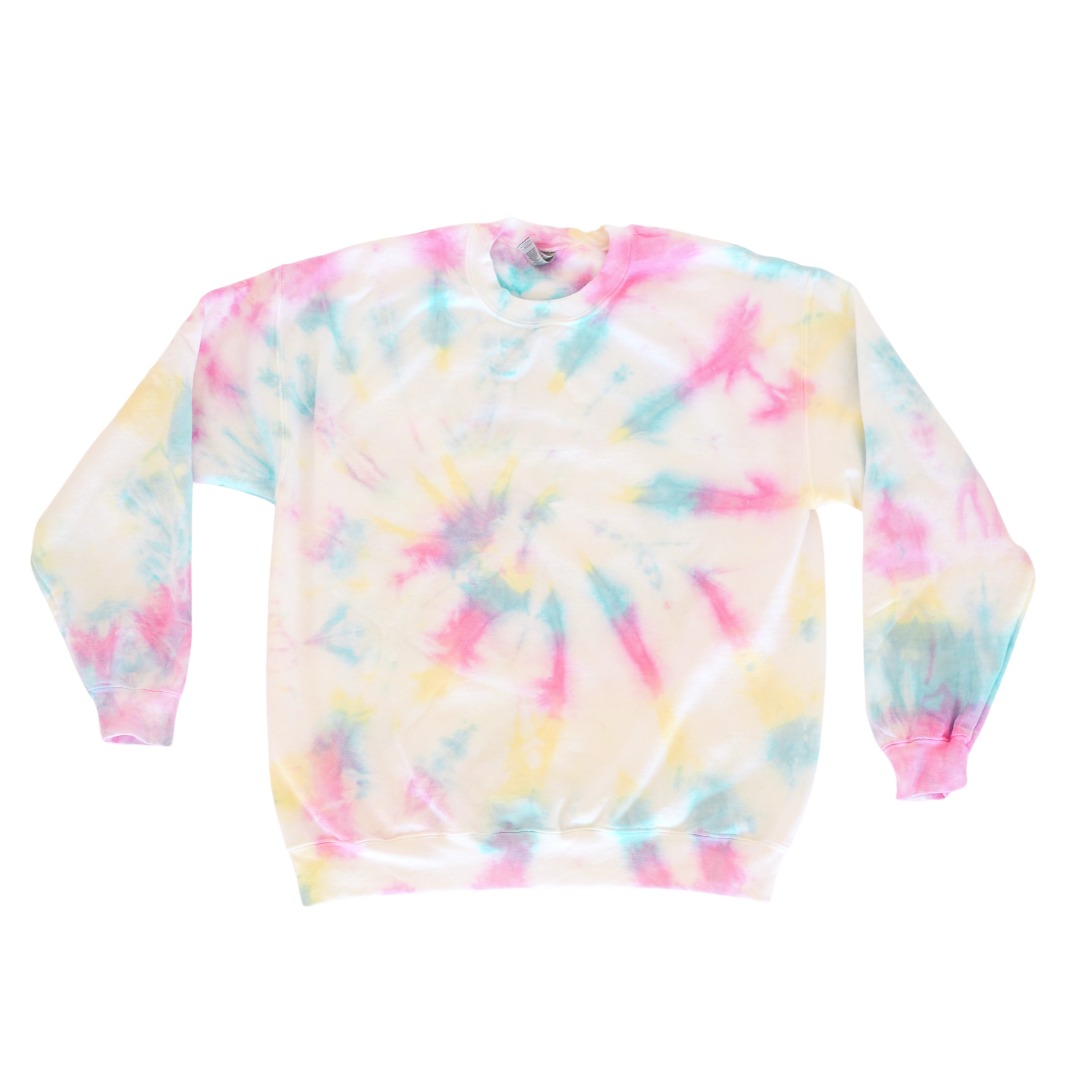 "She Comes In Colors" Rainbow Tie Dye Crewneck