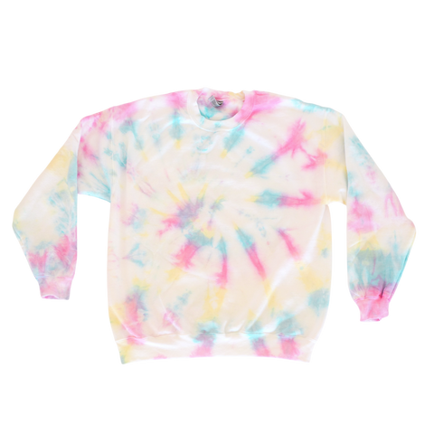 "She Comes In Colors" Rainbow Tie Dye Crewneck